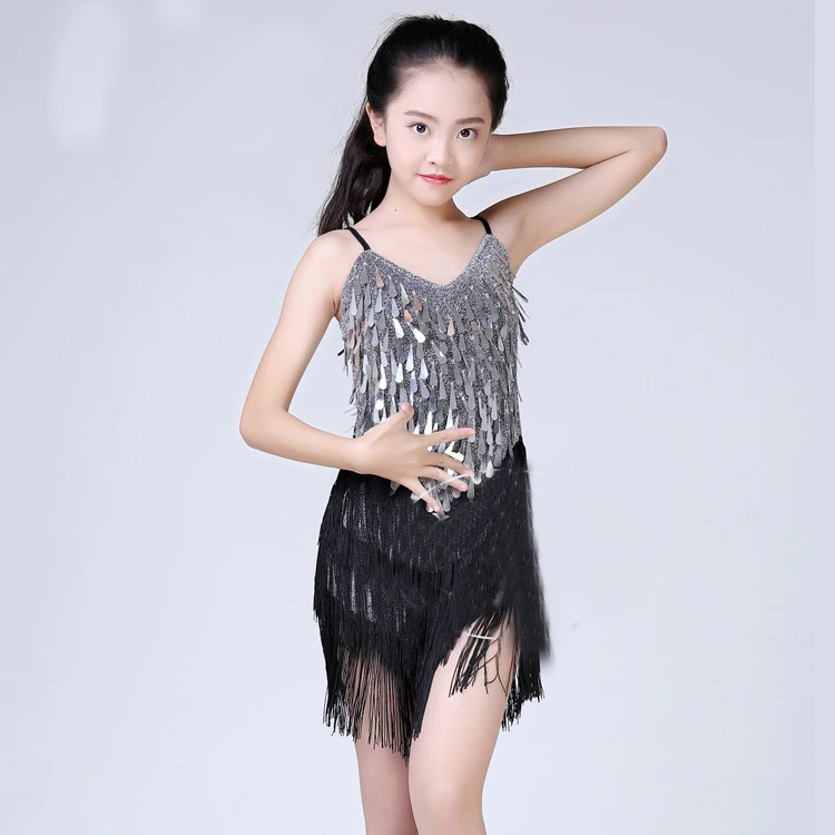 Zapire Children Latin Dance Dress Cha Cha Competition Latin Dress For Girls Sequins Dancing Costumes Kid Performance Outfits Dance Dress