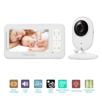 

4.3Inch Wireless Video Baby Monitor 2 Way Talk Baby Monitor with Camera Support 4 Cameras VOX Mode Temperature Monitoring IR Nig