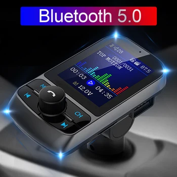 

JINSERTA 1.8" Color Screen Car Bluetooth 5.0 AUX Modulator FM Transmitter Handsfree Audio Adapter Car Mp3 Player