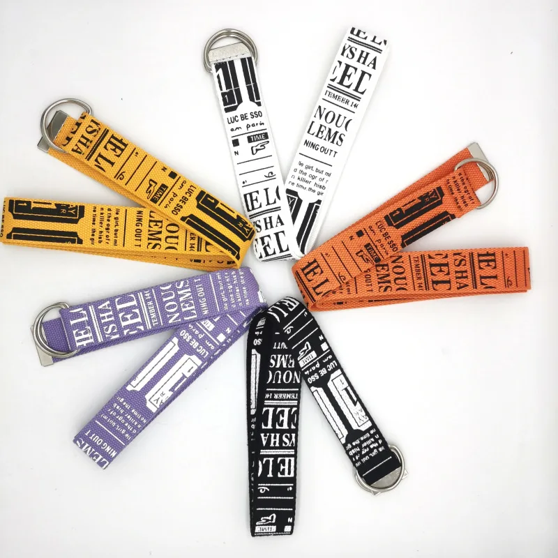 

Ремень холщовый унисекс, Модный повседневный пояс с надписью, в стиле хип-хоп, панк, пряжка с двойным D-образным кольцом, аксессуар для джинсов и брюк