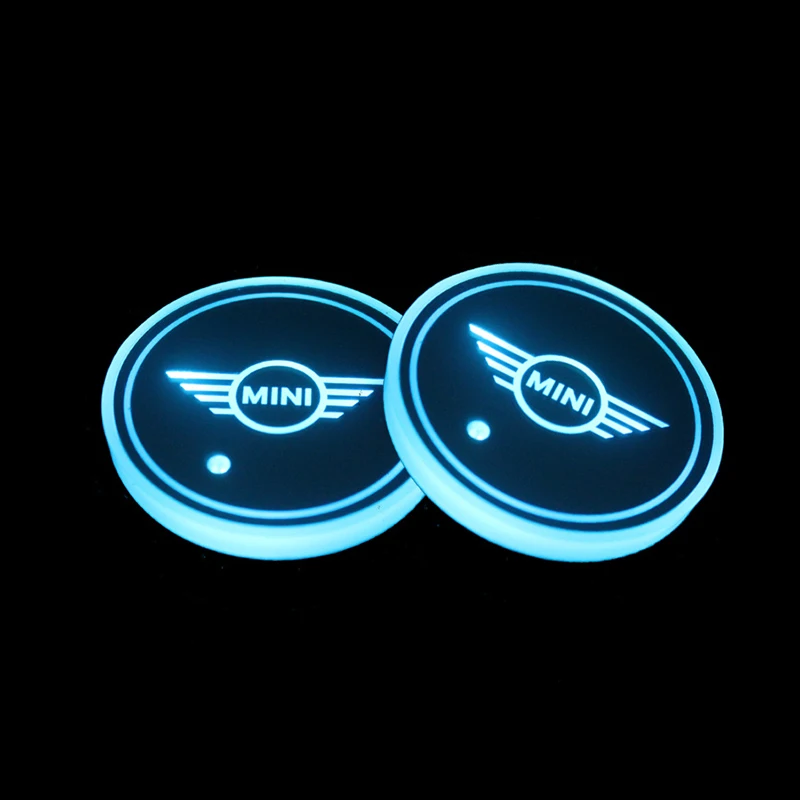 LED Colorful Atmosphere Lamp Mat USB Charging Luminous Anti-Slip Coaster Car Logo Lights Water Cup Holder Bottom Pad Accessories | Лампы и