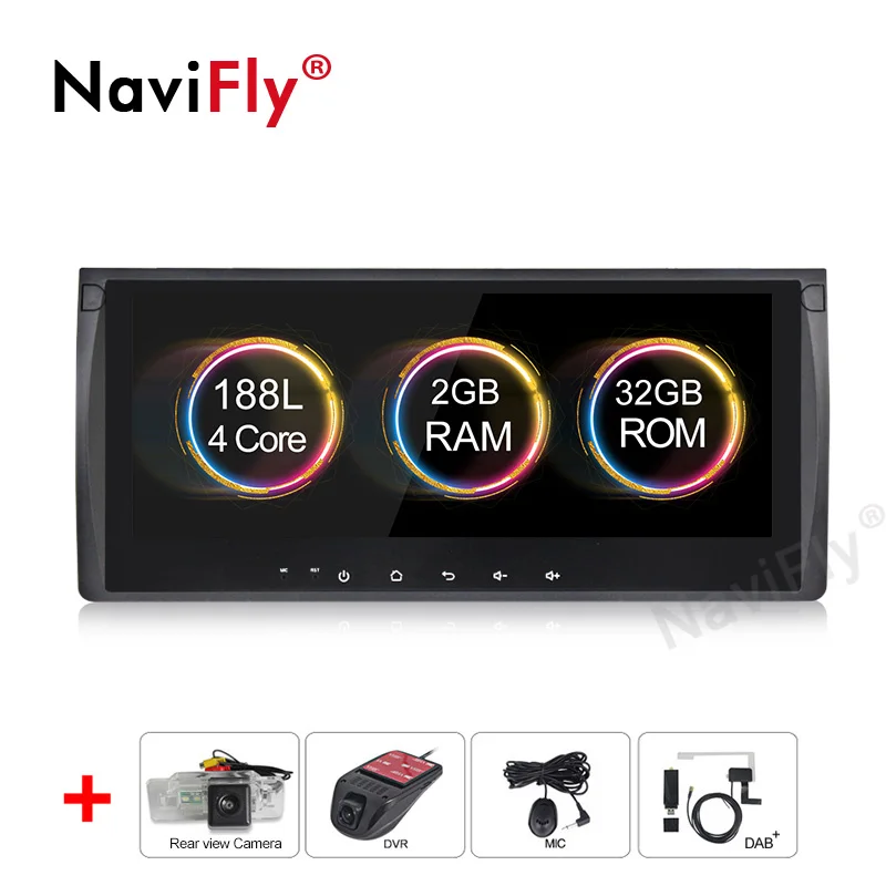 NaviFly большой сенсорный экран 2 Гб+ 32 ГБ, Android 9,1 автомобиль радио gps для BMW X5 E53 1999-2005 2006/E39 1995 1996 1997-2003 автомобильный навигатор - Цвет: camera dvr dab