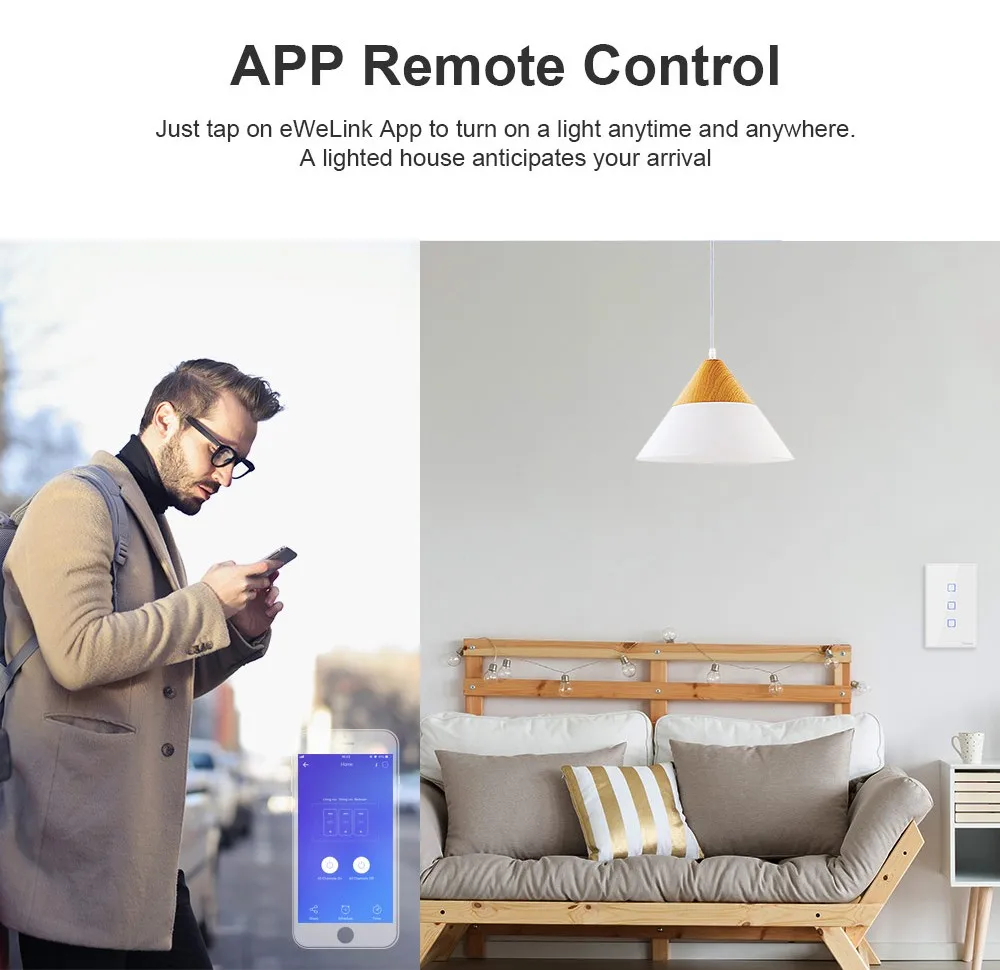 Интеллектуальный выключатель света SONOFF T0US TX Wi-Fi Смарт настенный таймер выключателя света 1/2/3 Поддержка голоса/приложение/сенсорный экран Управление работает с Amazon Alexa Google Home IFTTT