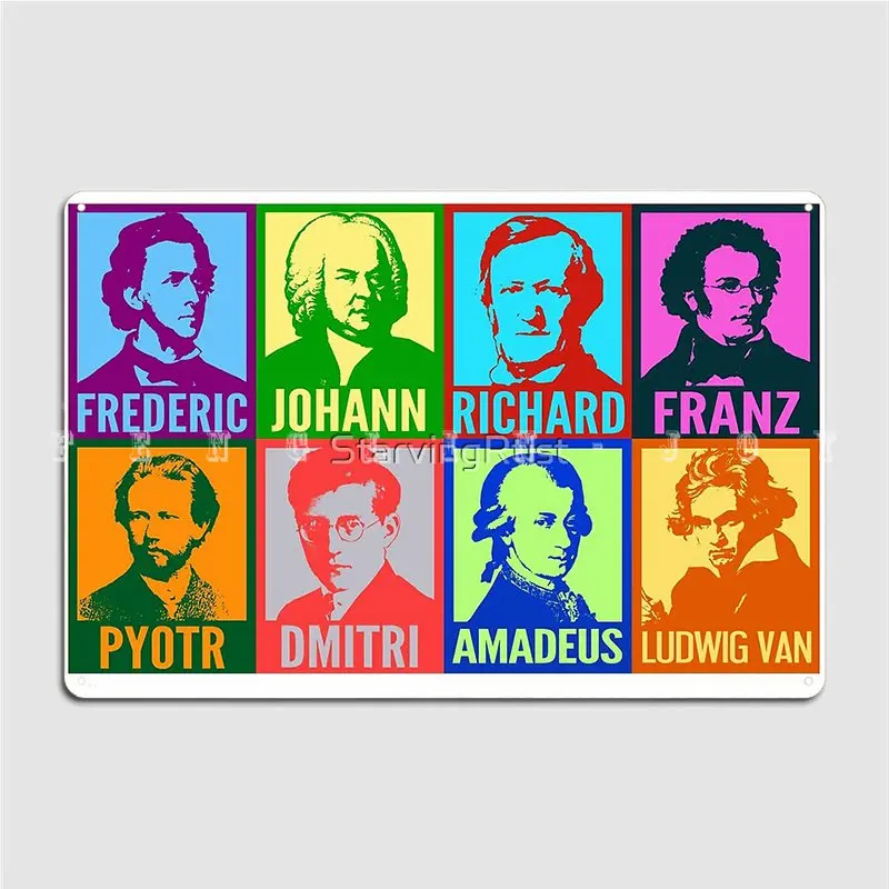 

Художественные композиторы, металлический плакат с табличкой, постеры для кинотеатра, гостиной, клуба, бара, винтажные таблички