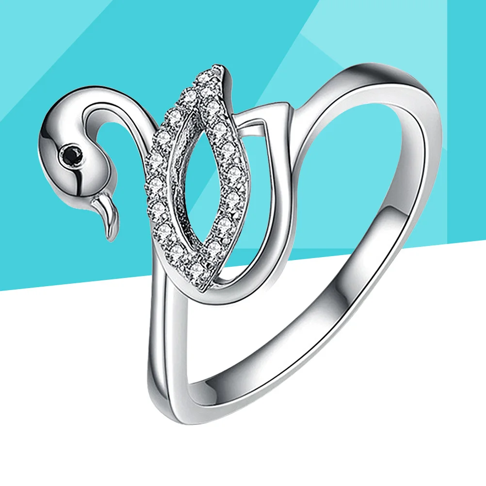 1PC-Brass-Swan-Ring-Silver- ...