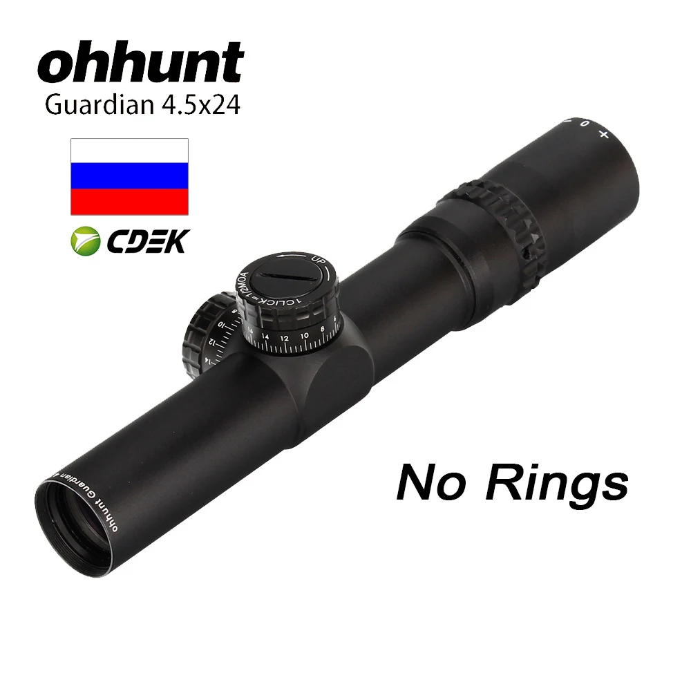 No Rings Ohhunt Guardian 4,5x24 охотничий компактный прицел для винтовки 1/2 Half Mil Dot 30 мм трубка тактические оптические прицелы с Turrets Reset Scope - Цвет: No Rings