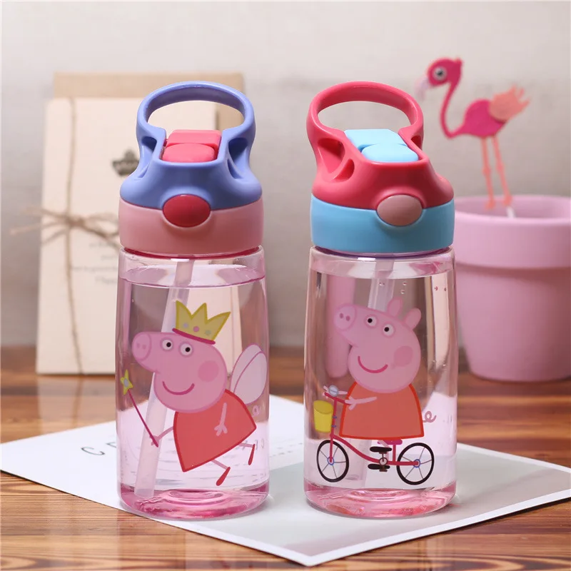 

Peppa Pig Children's Anime Figure Water Cups Baby Feeding Cup Kindergarten Cartoon Straw Kettle Child Drop Resistance Cup