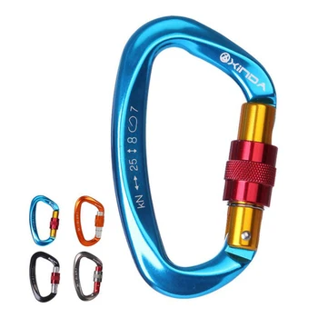 

2 Pieces 25KN Carabiner Clip Aluminum D-Ring Locking Durable Carabiners Clip Set for Outdoor Rappelling Climbing Mountaineering