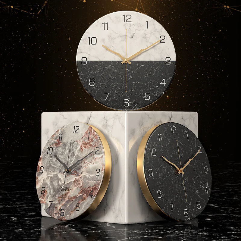 Large Metal Wall Clock 3d Nordic Creative Living Room Silent Modern Luxury Gold Watch Crackle Glass Shabby Chic | Дом и сад