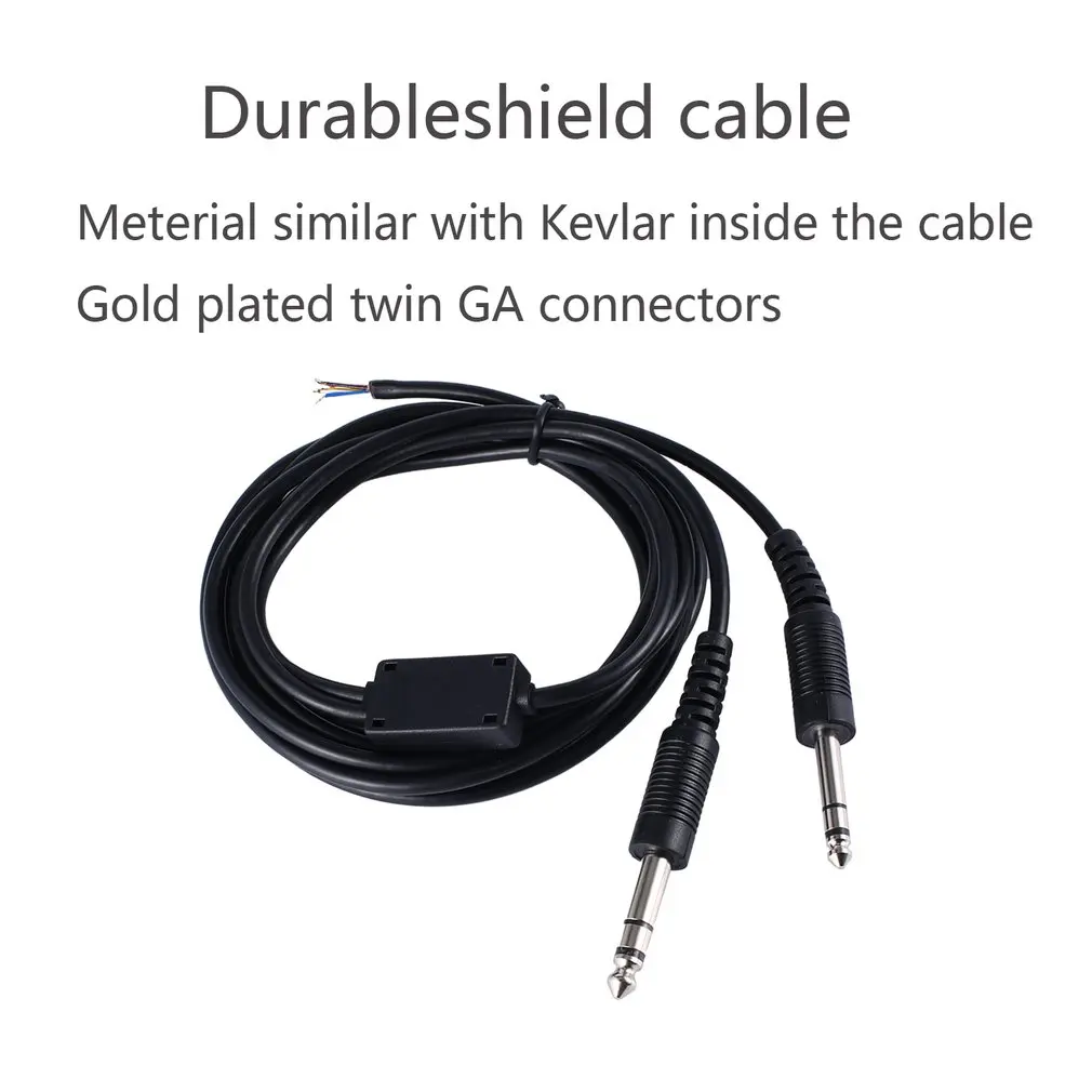 DIY 2m UFQ Aviation Headset Dual-plug Aircraft Headphones Replacement cable Mono Cable Type