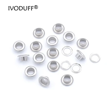 

Ivoduff 10x5x5mm 100pcs Metal Eyelets Hole Dia. 5mm for DIY Scrapbooking Cap Leather craft Hiking Shoes Belt Bag Tag Clothes Ten