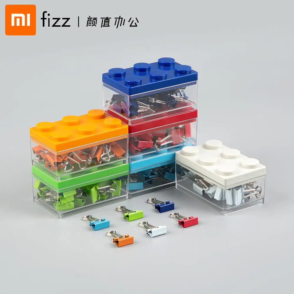 

Xiaomi Fizz Colorful Binder Clips 19mm Paper Clip Clamp Interesting Block Design Office file Storage Folder Office Supplies