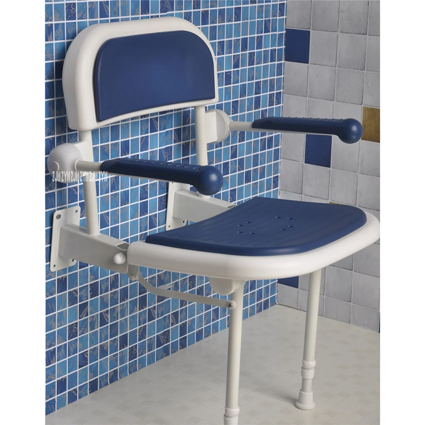 

Wall Mounted Bath Stool Aluminum Bathroom Wall Foldable Bench 6-Gear Speed Adjustment Folding Shower Chair Shower Folding Seat