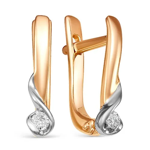 8400013109806 Серьги 5-3093-103-2К; Золото Au585, 2 Бр Кр 57 3/6А 0,059ct