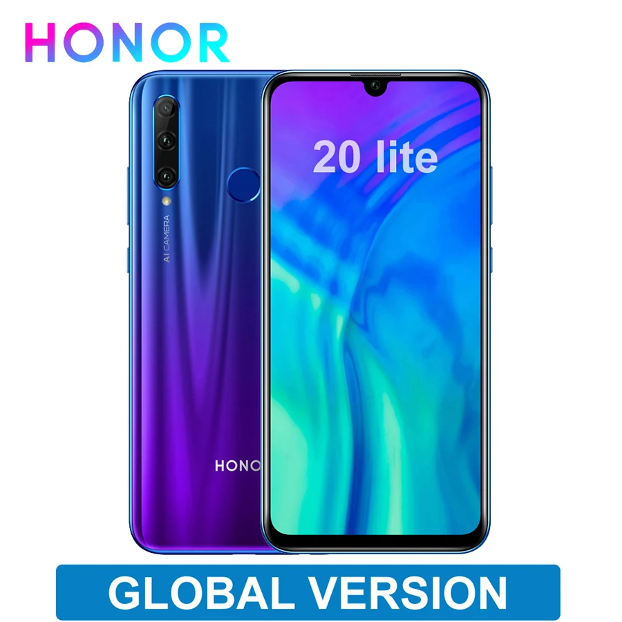 Глобальная версия смартфона Honor 20 lite экран 6 21 дюйма 4 Гб 128 ГБ Android 9 0 FM отпечаток