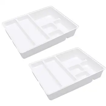 

2 Pcs Storage Box Double-layer Drawer Type Plastic Kitchen Organizer Cutlery Storage Organizer for Desktop