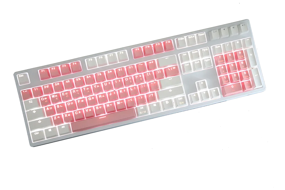 Корея Корейский корневой шрифт pbt двойная съемка брелки oem подсветка молочно-белый розовый gh60 покер 87 tkl 104 108 ansi Keycap - Цвет: 108 keycap