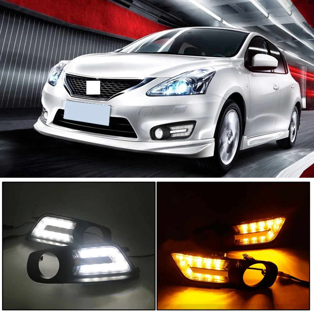 CAPQX 1 пара для Nissan Tiida 2011-2015 спереди светодиод дневного света DRL мигающий Дневной