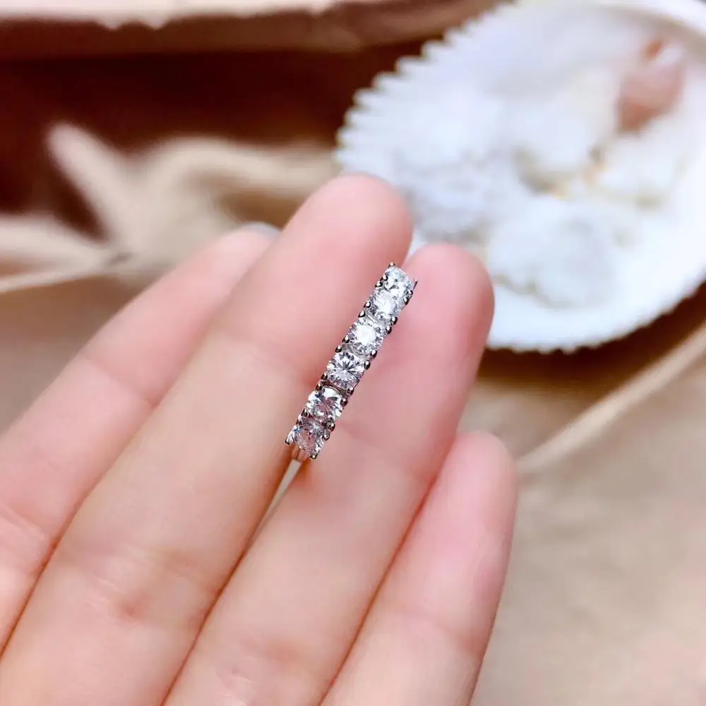 Moissanite красивое резьбовой калибр-кольцо, серебряное кольцо с бриллиантом 925 пробы. Модные украшения, мелкие бриллианты