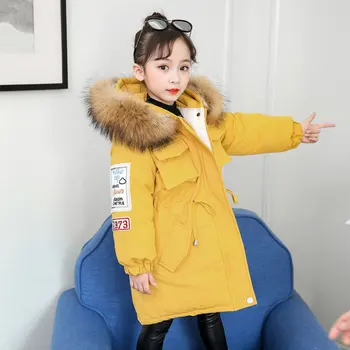 

Winter Jackets For Girls 2019 Fashion Warm Thick Girls Winter Coat High Quality Fur Collar Long Sleeve Parka Coats 3T-12T