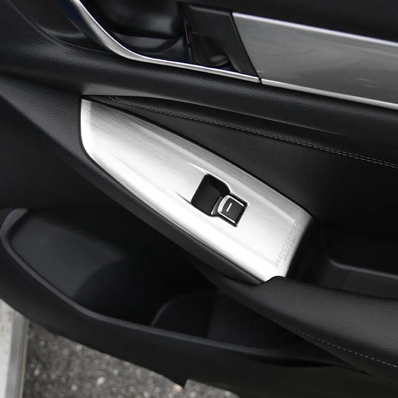 Для 10th Honda Accord дверные ручки из нержавеющей стали скольжения внутренняя дверная ручка кнопка Крышка панели панель декоративные Блестки A