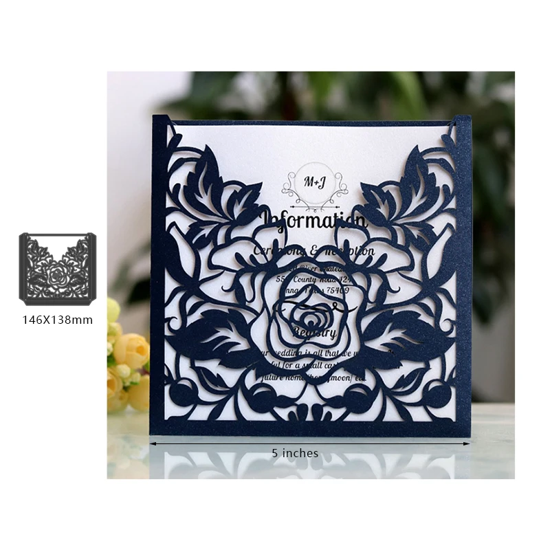  Flower Wedding Invitation Metal Cutting Dies Scrapbooking for Embossing Card Making Valentine Craft - 4.00041E+12