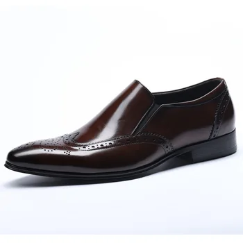 

ZGZJYWM Spring/Autumn Men's Genuine Leather Pointed Toe Slip-On Dress Black/Red Business Office Wedding For Men Flats Shoes