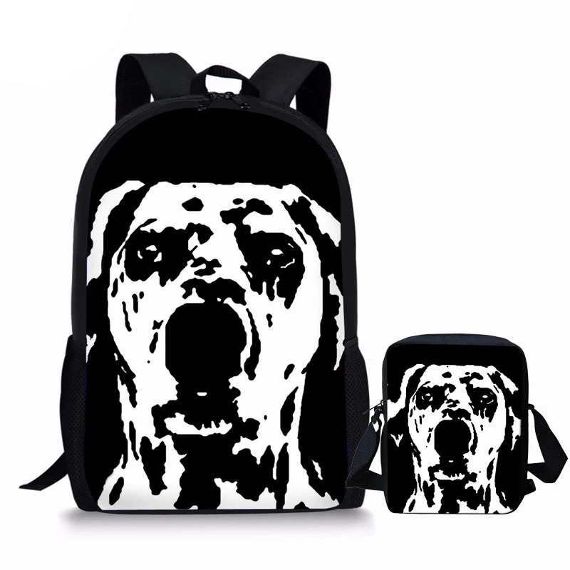 

NOISYDESIGNS Black Dog Prints Schoolbag Backpack for Kids Animal Lager School Bag Teenage Boys Book Bags Children Schoolbag Set