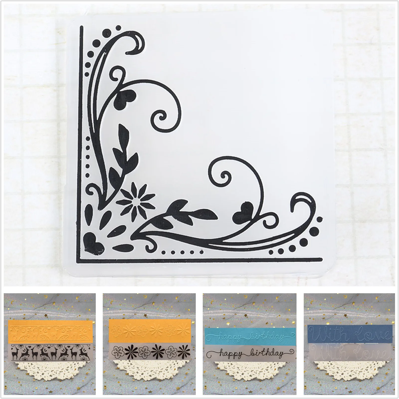 

Small Lace Flowers Paper Plastic Embossing Folder Rectangle Stencil Template For Scrapbooking Paper Birthday Card Making Craft