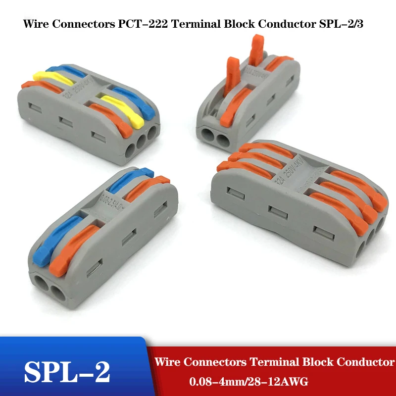 10 100PCS Wire Connectors PCT 222 Terminal Block Conductor SPL...