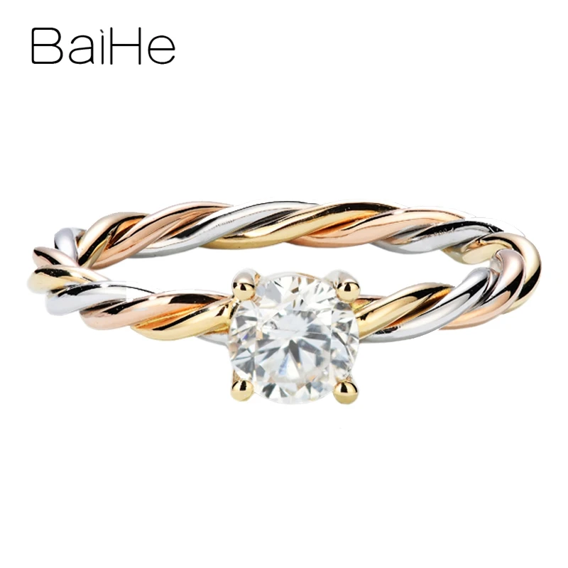 

BAIHE Solid 14K White Yellow Rose Gold H/SI Natural Diamond Ring Women Wedding Band Fine Jewelry Making Anillo de diamantes