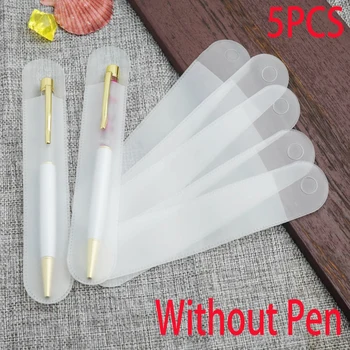 

5Pcs Solid Color Pen Gift Universal Pen Bag Plastic Round Frosted Translucent Pencil Bag Hung Glossy Pen Pouch