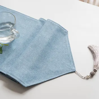 

Solid Color Cotton Linen Table Runner Modern Simple Plain Tassel Table Runner Bed Runner TV Cabinet Cover Towel Cloth Decoration