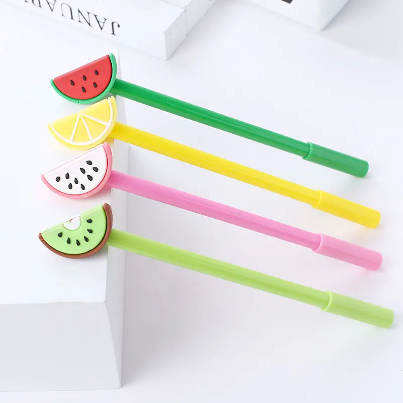 12pcs Creative Fruit Gel Pen Cute Kawaii Stationery Store Thing Item Novelty School Accessory Office Supply Material Watermelon