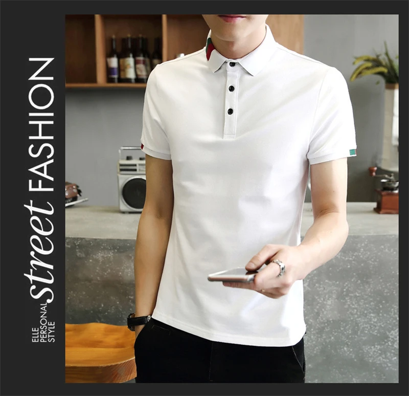 Мужская рубашка с коротким рукавом Поло рубашка Slim Fit нагрудные Slim Fit рубашка, рубашка в стиле поло модная мужская рубашка Поло мужские рубашки поло из чистого хлопка