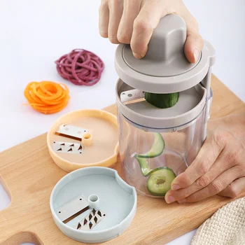 

Upgraded 3 IN 1 vegetable spiral cutter with cup Mandoline Slicer Potato carrot grater Fruit Peeler sharpener kitchen utensil