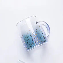 Простое прозрачное стекло в форме сердца, креативная чашка с скандинавским градиентом, чашка для воды, парная флейта для шампанского, домашняя кофейная посуда для молока MM60BLB