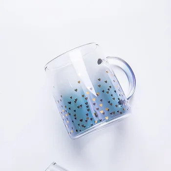 

Heart Simple Transparent Glass Cup Nordic Gradient Creative Water Cup Couple Champagne Flutes Home Coffee Milk Drinkware MM60BLB