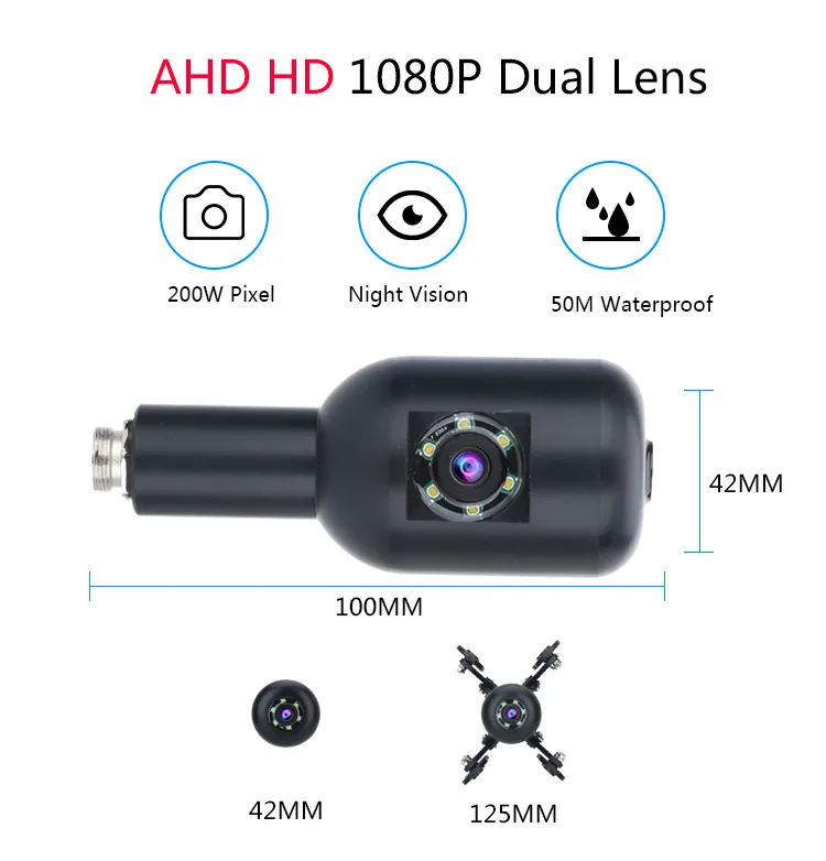 Waterproof Pipe Sewer Inspection Video Camera Drain Pipe Sewer Inspection Camera 9 inch DVR 1080P HD Dual Lens IP68