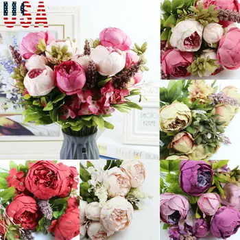 

13-Head Artificial Silk Flowers Large European Peony Wedding Home Decoration Artificial & Dried Flowers