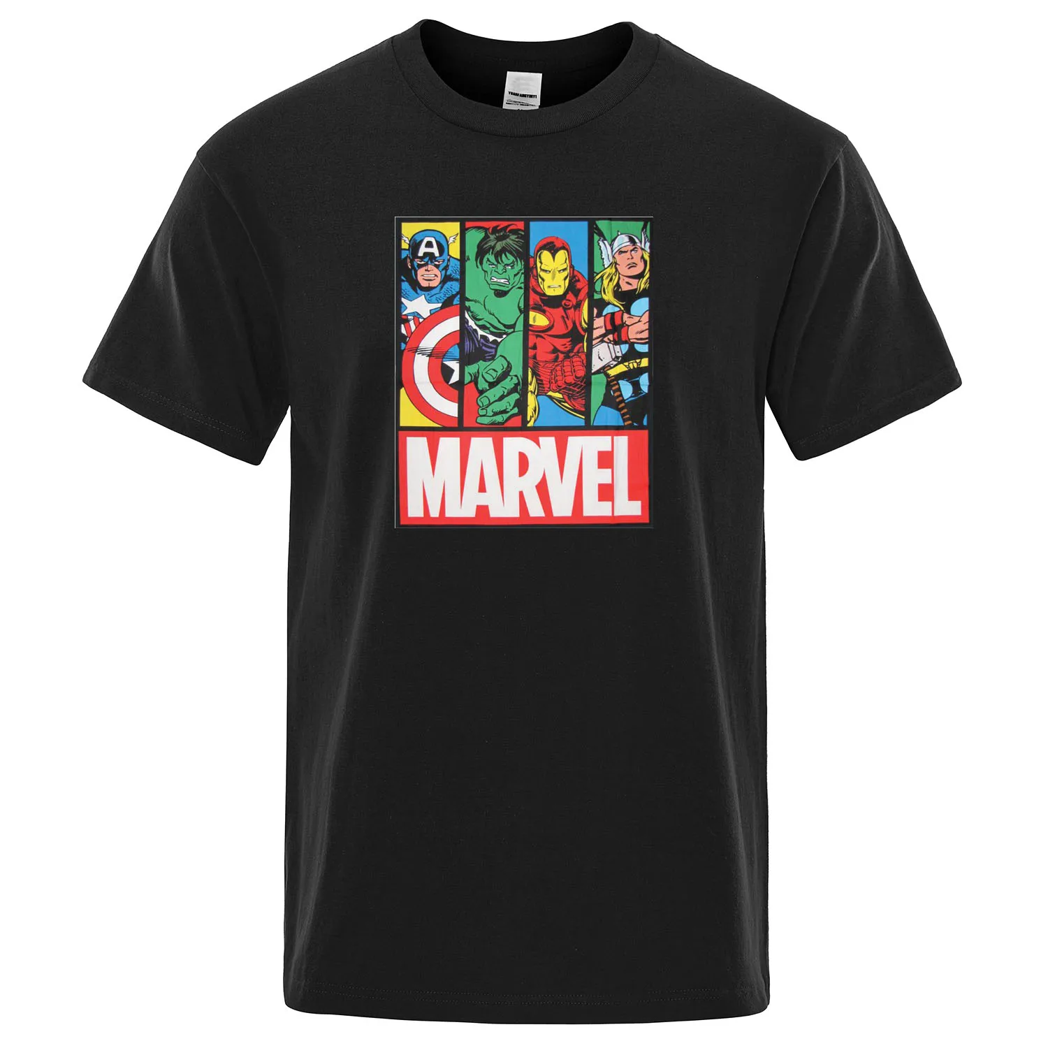 Мужская Повседневная футболка «мстители», футболка супергероя Марвел, модные брендовые мужские футболки, хлопковые топы с короткими рукавами, летняя футболка - Цвет: black 6