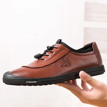

Men's shoes leather lightweight casual shoes Loafers low to help the trend personality Business Office Formal Shoes 2019 new