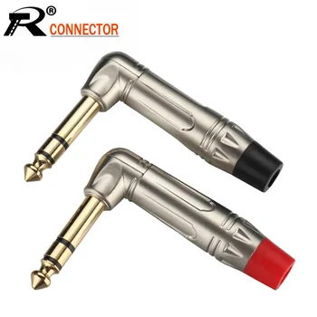 

100pcs/lot Jack 6.35mm 3 Poles Stereo Male Connector Gold Plated 1/4 Inch Plug Microphone Connector 5Pairs Red+Black