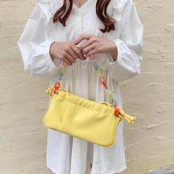 

Colors Acrylic Chain Sling bag for women Crossbody Bag PU Leather Female Shoulder bags small Female Summer Handbags bolsa white