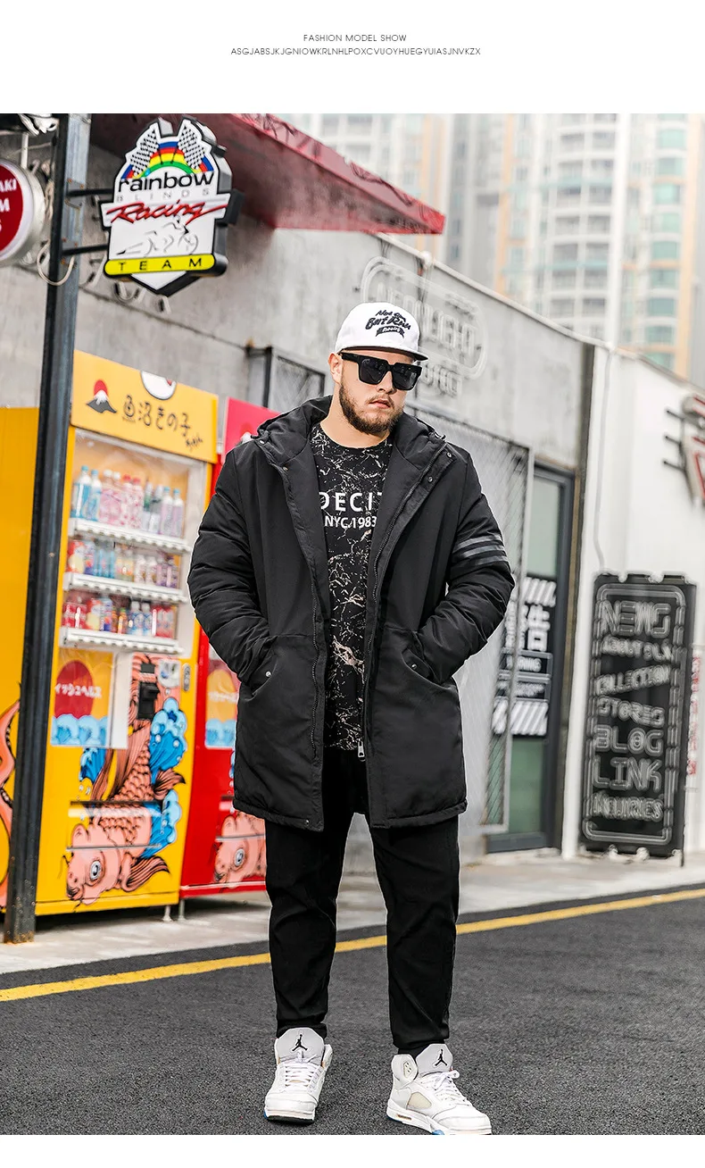 Men warm fashion winter coat simple high quality cotton hooded jacket design brand coat large size warm parka for male