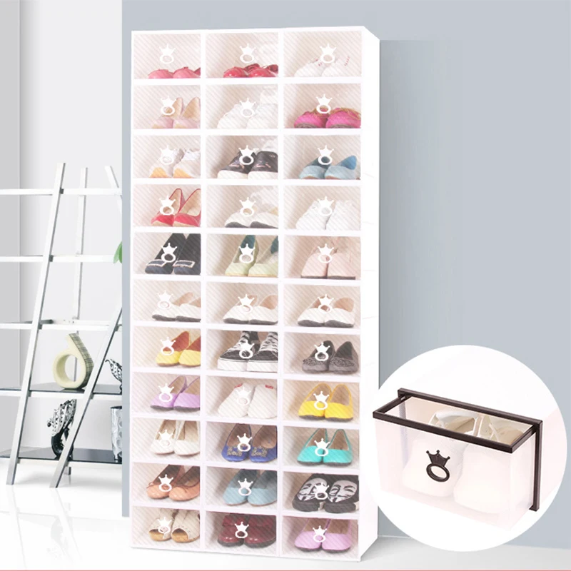 

3PCS Flip Shoes Box Thickened Transparent Drawer Case Plastic Shoe Boxes Stackable Box Shoe Organizer Shoebox storage Shoe rack