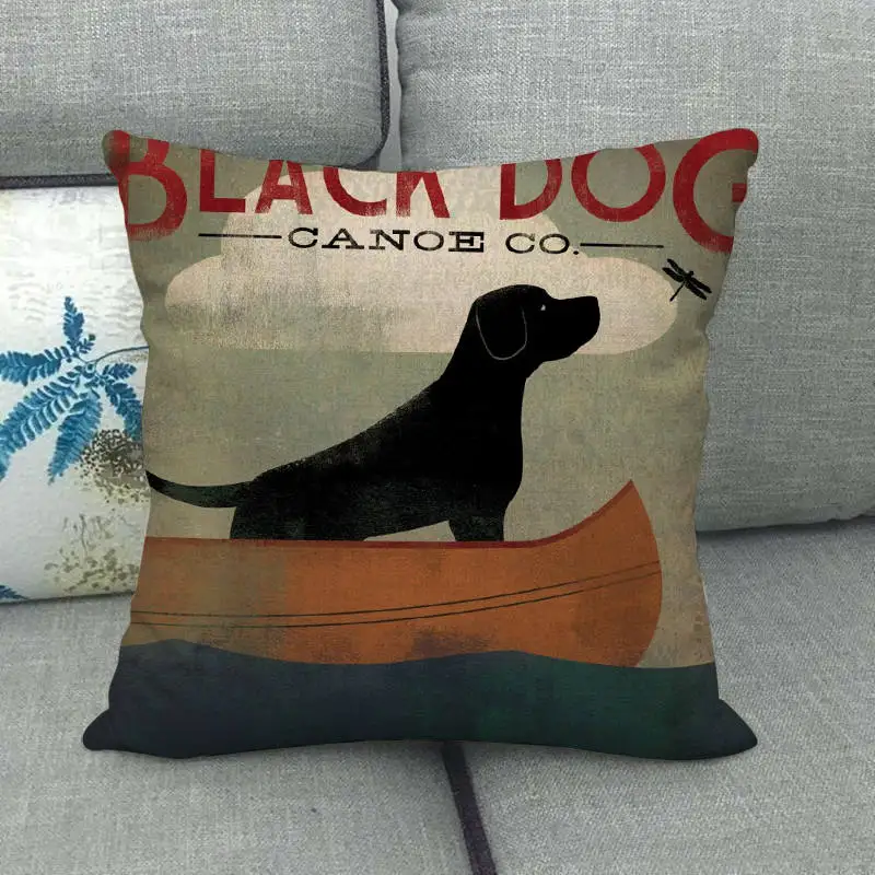 45cm*45cm dog on boat animals design linen/cotton throw pillow covers couch cushion cover home decor pillow