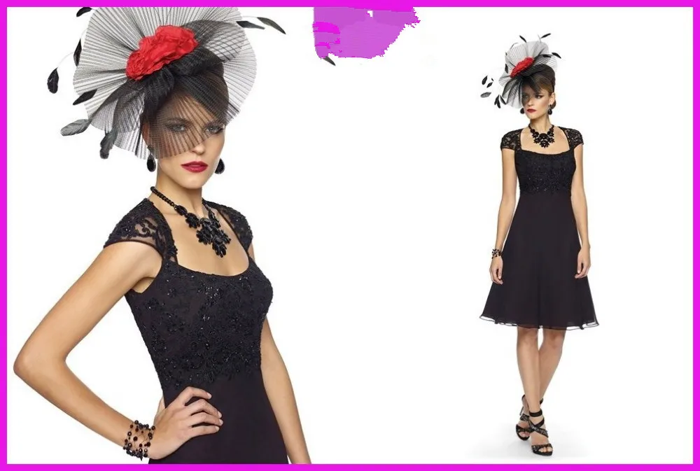 

Sexy Black simple Sweetheart A-line Sequined Lace Appliques Knee Length Chiffon weddings 2010 Mother of the Bride Dresses