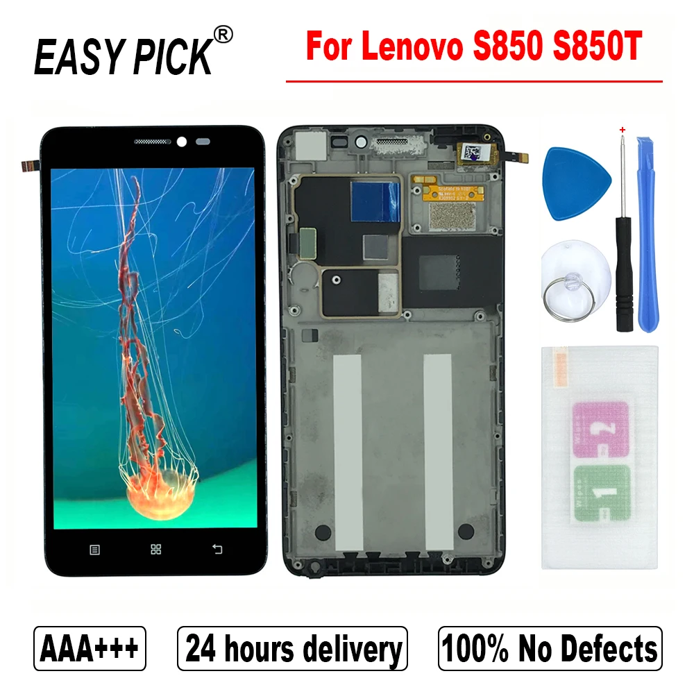 Для Lenovo S850 S850T ЖК дисплей сенсорный экран дигитайзер в сборе с рамкой для Dual SIM