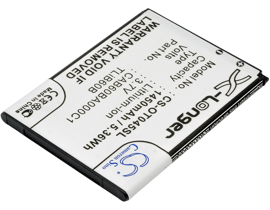 Обновленная батарея Cameron Sino для USCellular CAB60BA000C1 ADR3045, One Touch Shockwave 1450 мАч/5.36Wh
